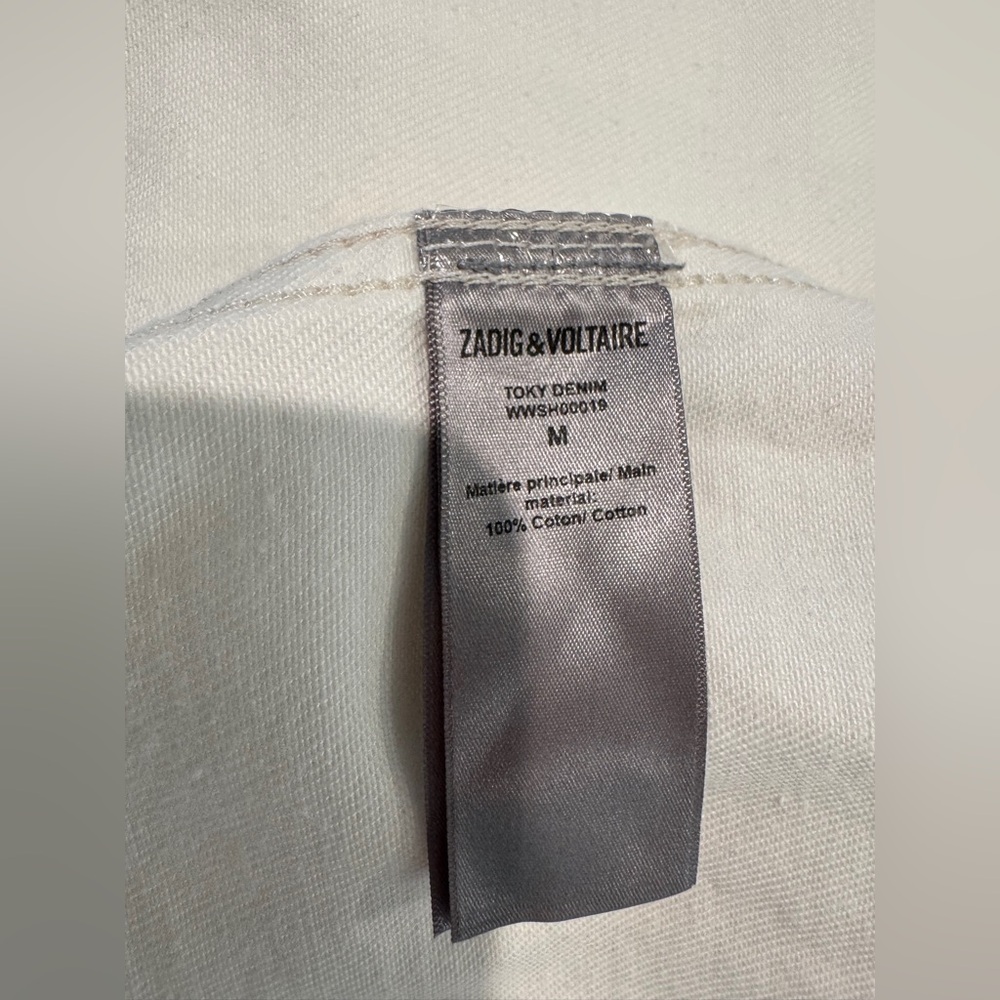🤍Zadig & Voltaire🤍Toky White Denim Ruffle Shirt, M - Picture 12 of 13
